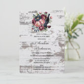 Navy Bourgogne Roze Pioenhout Brunch & Bubbly Kaart (Staand voorkant)