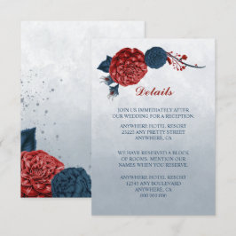 Navy & Bourgondië Bloemen Details Informatiekaartje