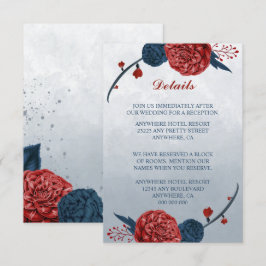 Navy & Bourgondië Bloemen Details Informatiekaartje