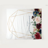 Navy Bourgondië Bloemen Wedding Decor Achtergrond Wandkleed (Voorkant (horizontaal))