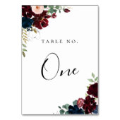 Navy Bourgondië Blush Herfst Floral Kaart (Voorkant)