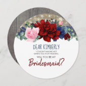 Navy Bourgondië Blush zal je mijn bruidsmeisje zij Kaart (Voorkant / Achterkant)