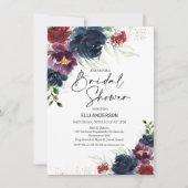 Navy Bourgondië Bold Floral Vrijgezellenfeest Kaart (Voorkant)