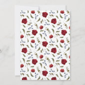 Navy Bourgondië Floral bruiloft repetitie diner Kaart (Achterkant)