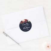 Navy Bourgondië Floral Fall Bruiloft Sticker (Envelop)