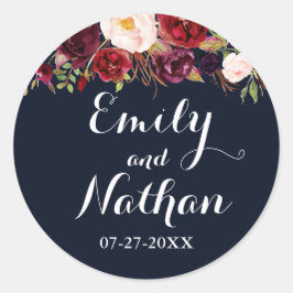 Navy Bourgondië Floral Fall Bruiloft Sticker