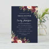 Navy Bourgondië Floral Herfst Vrijgezellenfeest Ka Kaart (Staand voorkant)
