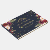 Navy Bourgondië Floral Quinceanera gastenboek (Hoek)