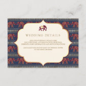 Navy Bourgondië Gold Elephant Indian Wedding Detai Informatiekaartje (Voorkant)