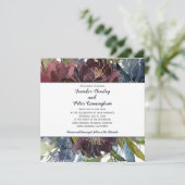 Navy Bourgondië Marsala Goud Bloemen | Vierkante b Kaart (Staand voorkant)