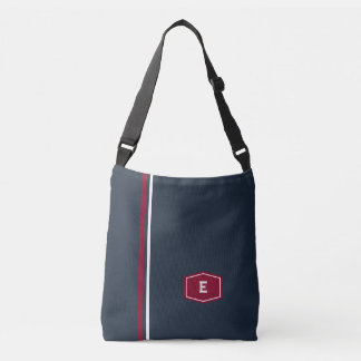 Navy Bourgondië Universiteit stijl Monogram Crossbody Tas