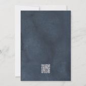 Navy Bourgondië Waterverf Bloem QR Code Kaart (Achterkant)