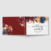 Navy Bourgondische herfst bruiloft Gastenboek (Volledig)