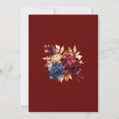 Navy Bourgondische herfst bruiloft Kaart (Achterkant)