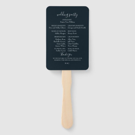 Navy Bourgondische Herfst Floral krans bruiloft Handwaaier (Achterkant)