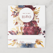 Navy Bourgondische herfst Waterverf Floral Plaatskaartje (Buitenkant ongevouwen)