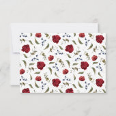 Navy Bourgondische Waterverf Bloemenbruiloft RSVP  (Achterkant)