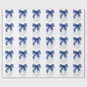 Navy Bow Coquette Script Sweet 16 Party Cadeaupapier (Vlak)