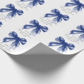 Navy Bow Coquette Script Sweet 16 Party Cadeaupapier (Hoek)