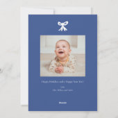 Navy Bow Ribbon Kerstvakantie Fotokaart Feestdagenkaart (Achterkant)