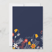 Navy Bright-oyed Flowers Invitation Kaart (Achterkant)