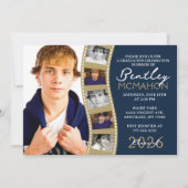 Navy & Brons 6 Fotofilmstrip Afstuderen Collage Kaart (Voorkant)