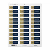Navy & Bronze Afstuderen Retouradreslabel Etiket (Full Sheet)