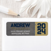 Navy & Bronze Chalkboard Afstuderen Retouradres Etiket (Insitu)