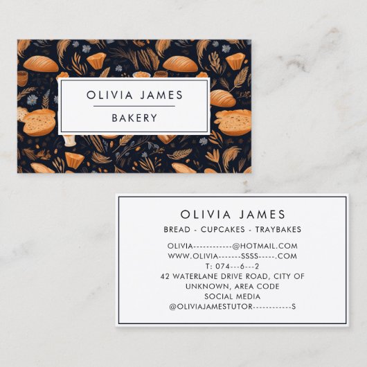 Navy Brood Patroon Bakkerij Gebak Chef-kok en Cate Visitekaartje (Voorkant / Achterkant)
