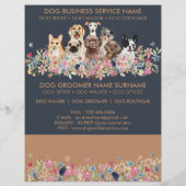 Navy Brown Briet Dog Walker Budget Tickets Flyer (Achterkant)