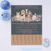 Navy Brown Briet Dog Walker Budget Tickets Flyer (Enkel)