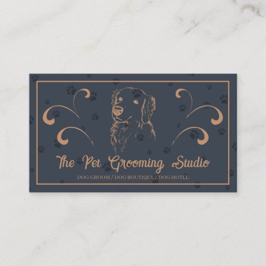 Navy Brown Classy Style Pet Dog Golden Retriever Visitekaartje (Voorkant)