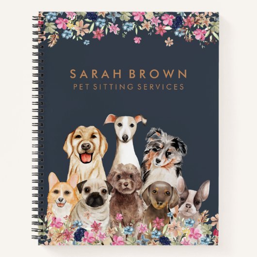 Navy Brown Cute Dog Groomer Small Best Seller Notitieboek (Voorkant)