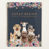 Navy Brown Cute Dog Groomer Small Business Planner (Voorkant)