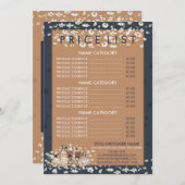 Navy Brown Daisy Flower Hondenverzorger Prijslijst Menu (Voorkant / Achterkant)