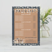 Navy Brown Daisy Flower Hondenverzorger Prijslijst Menu (Staand voorkant)