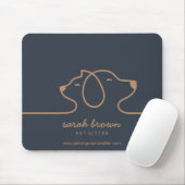 Navy Brown Dog Cat Lineart pet studio Muismat (Met muis)