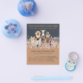 Navy Brown Dog Sitting Service Pet Groomer Flyer (Enkel)