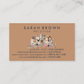 Navy Brown Floral Pet Groomer Spa Dogs Cats Visitekaartje (Achterkant)
