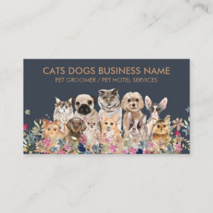 Navy Brown Pet Breed Dogs Katten Visitekaartje