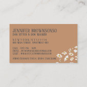 Navy Brown Pet Sitter Daisy Flower Dogs Visitekaartje (Achterkant)