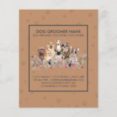 Navy Brown Pet Sitter hond veterinaire prijslijst Flyer (Achterkant)