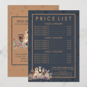 Navy Brown PetSitter hond veterinaire prijslijst Menu (Voorkant / Achterkant)