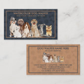 Navy Brown Puppies Dogs Paws Pet Sitter Walker Visitekaartje (Voorkant / Achterkant)