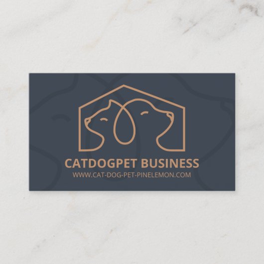 Navy Brown Qr Code Dog Cat Pet Logo Visitekaartje (Voorkant)