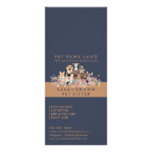 Navy Brown Tone Pet Report boarding Cute Dogs Reclamekaart (Achterkant)