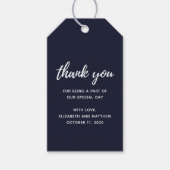 Navy bruiloft dank u. Blauw modern cadeau label Cadeaulabel (Voorkant)