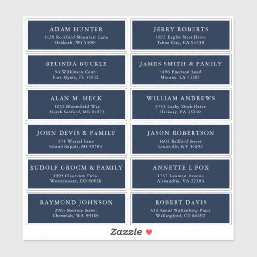  Navy bruiloft gast adres sticker (Vel)