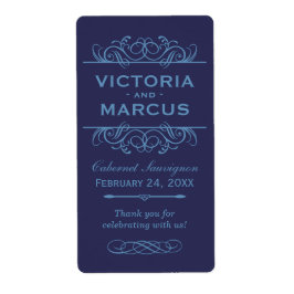 Navy Bruiloft Wijnfles Monogram Favor Labels
