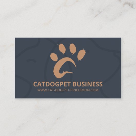 Navy Bruin Qr Code Logo Hond Kat Dier Poot Visitekaartje (Voorkant)
